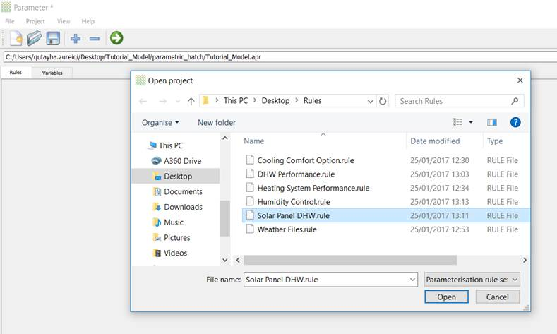 Rule Files Opening Template Rule Files