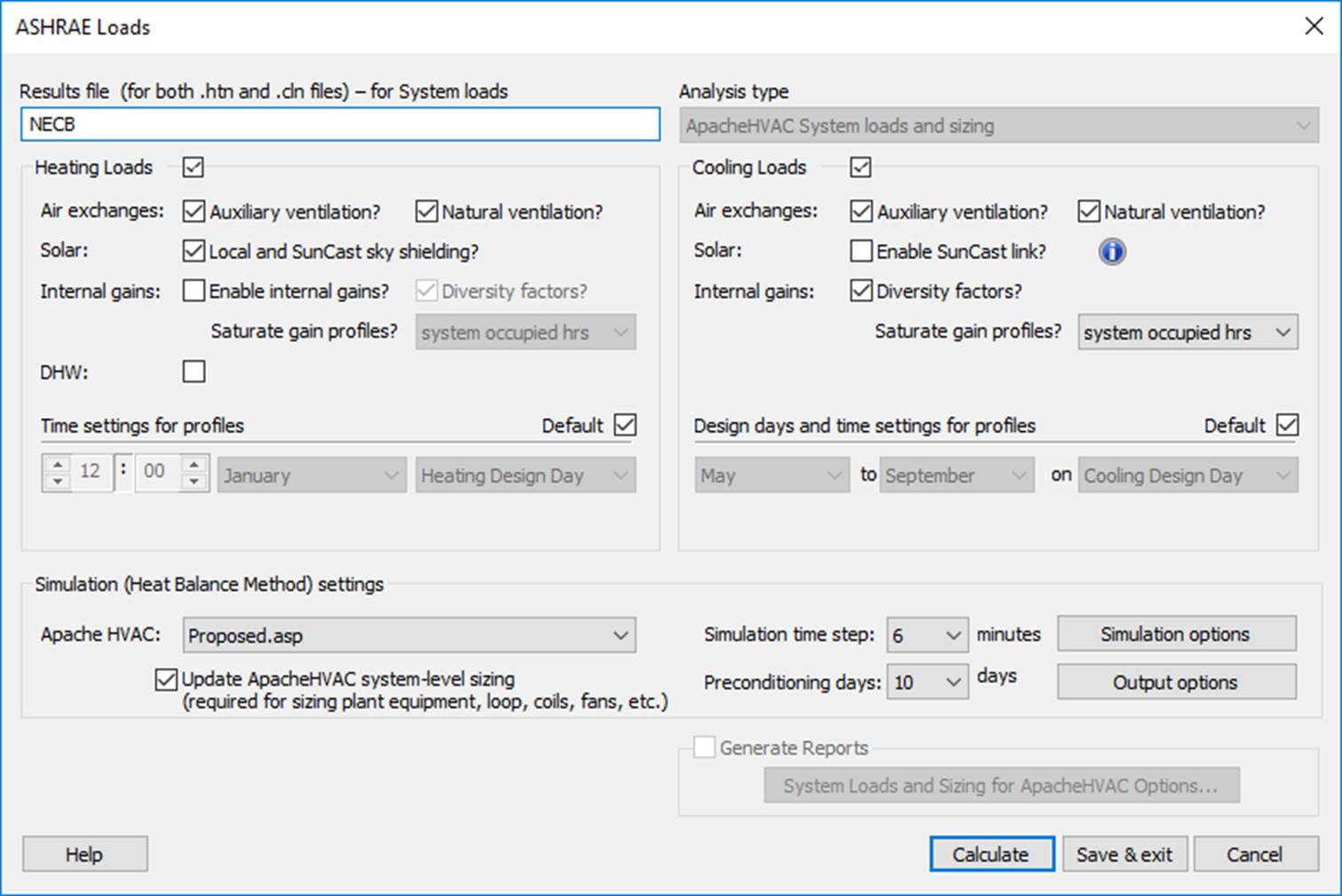 Sizing Runs - System Load Calculations